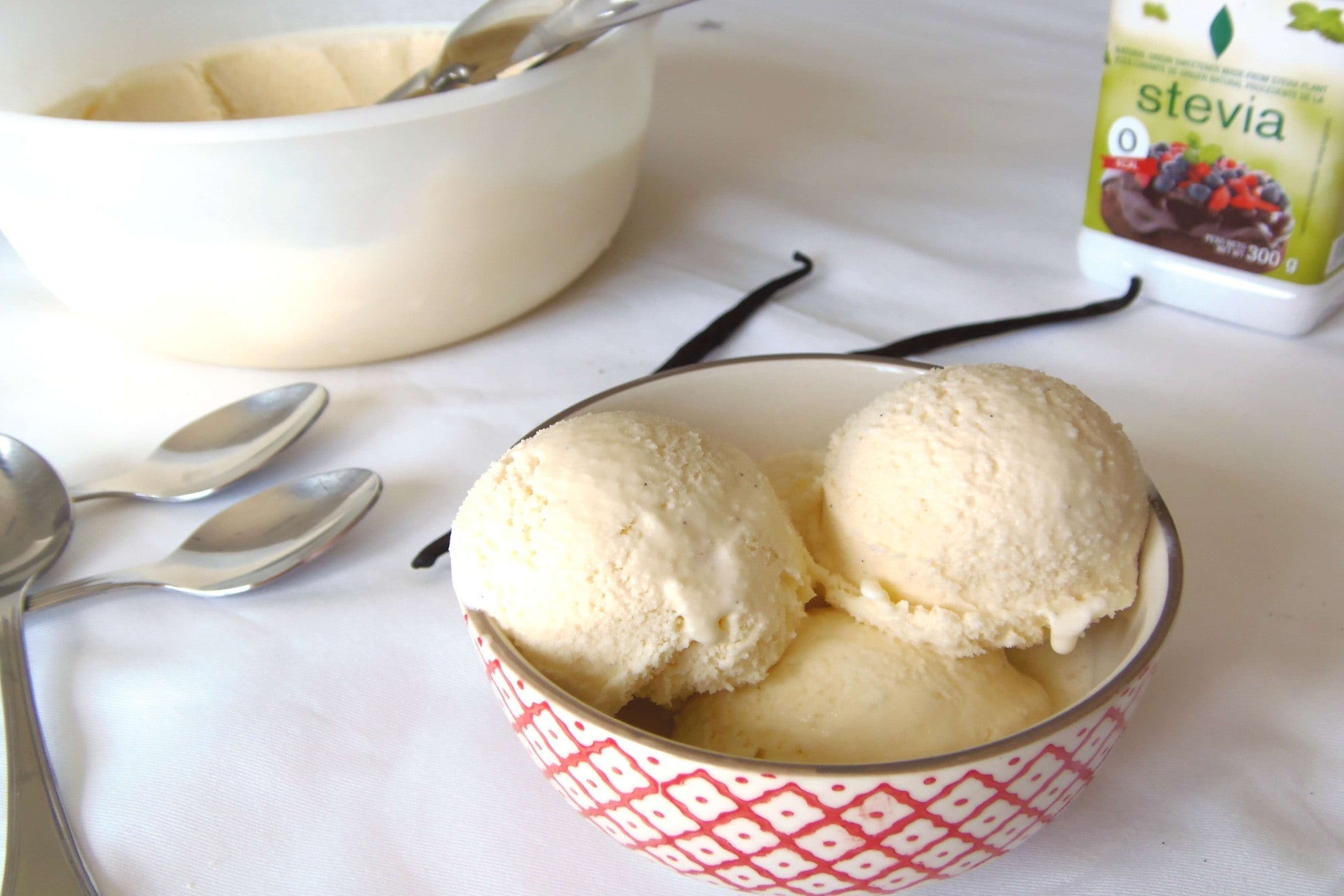 Helado de vainilla sin azúcar