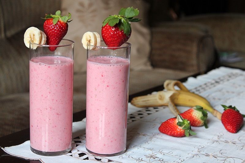 Batido de fresa y plátano