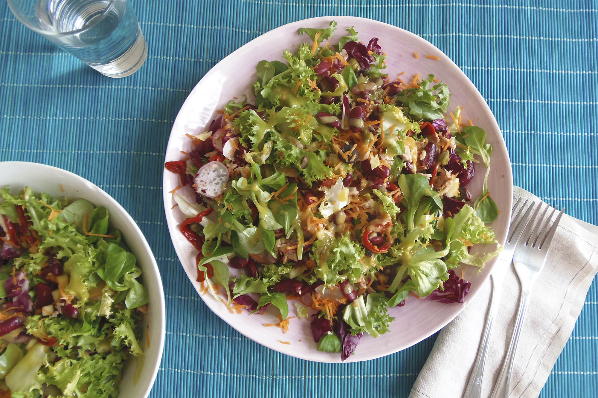 Ensalada de alubias rojas sin sodio con mostaza y miel