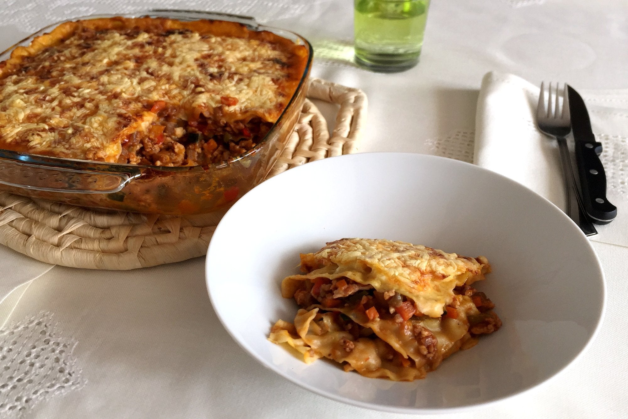 Lasaña de verduras, pavo y calabaza
