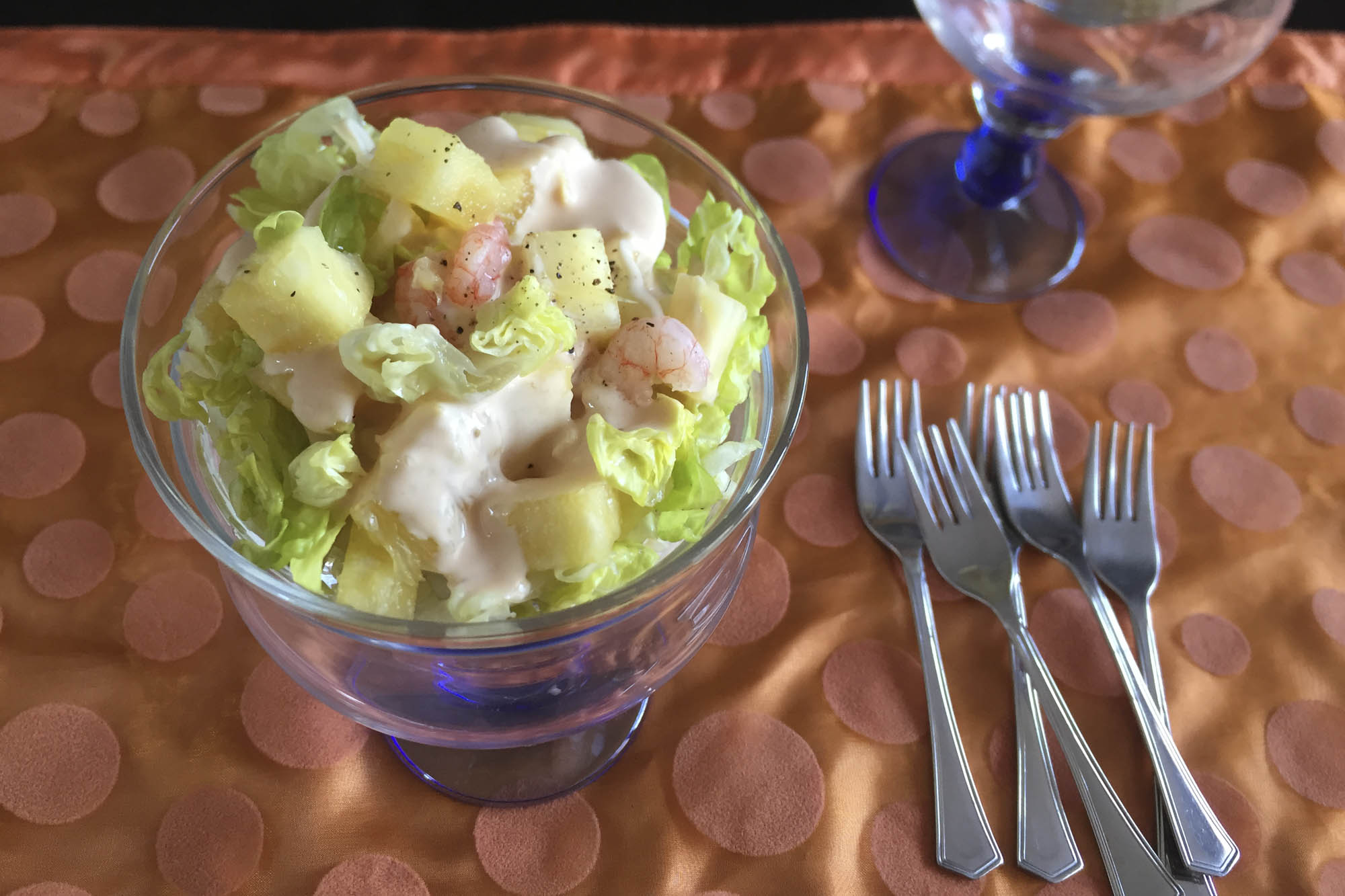 Cóctel de gambas y piña