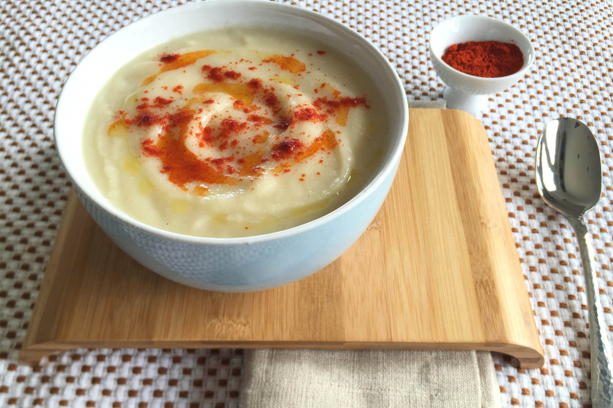 Crema de coliflor e hinojo sin sodio con Bonsalt