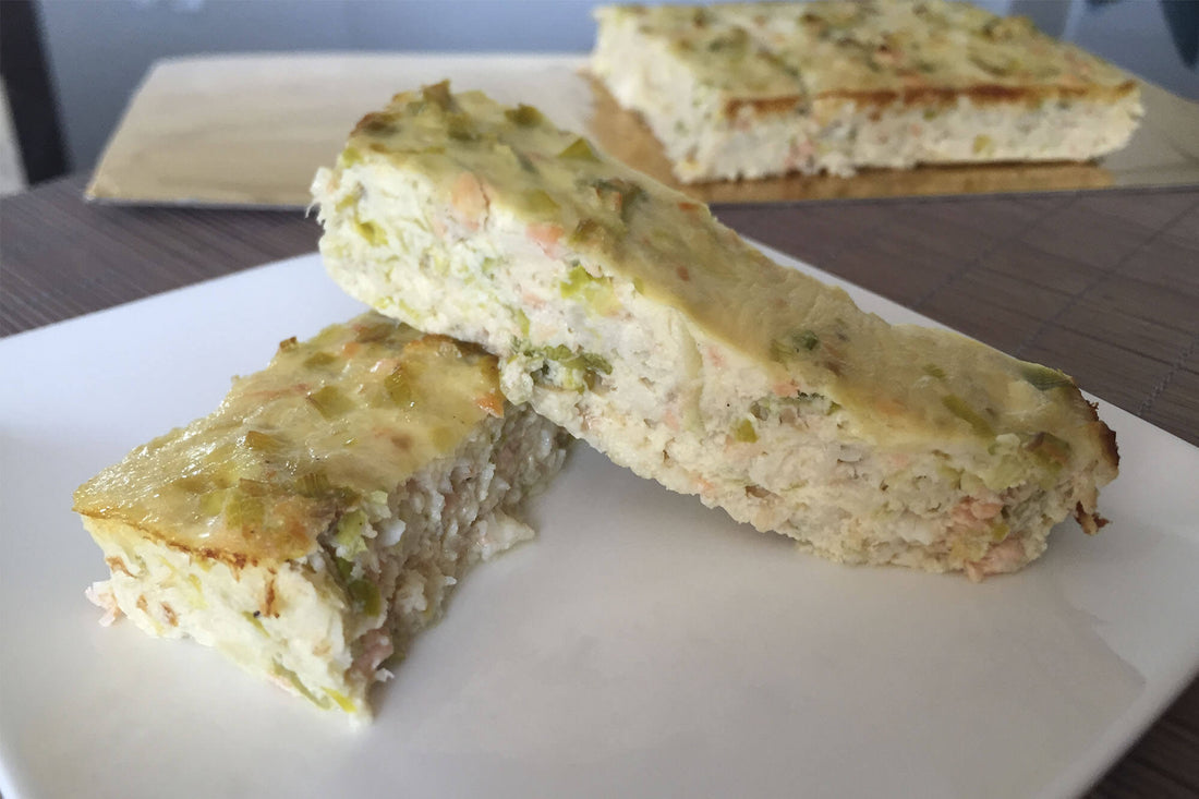 Terrina de salmón, merluza y puerros