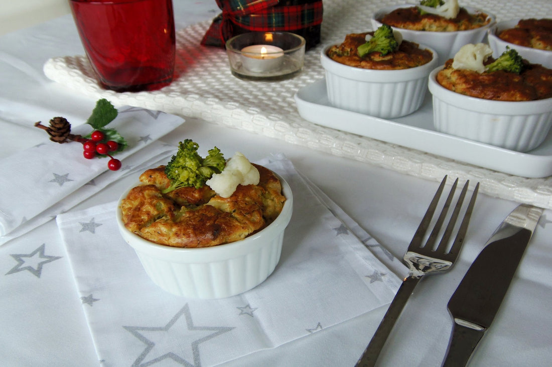 Soufflé integral de brócoli y coliflor