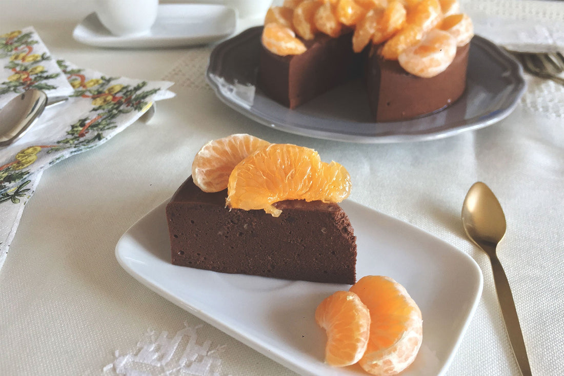 Tarta semi-helada de chocolate y mandarina