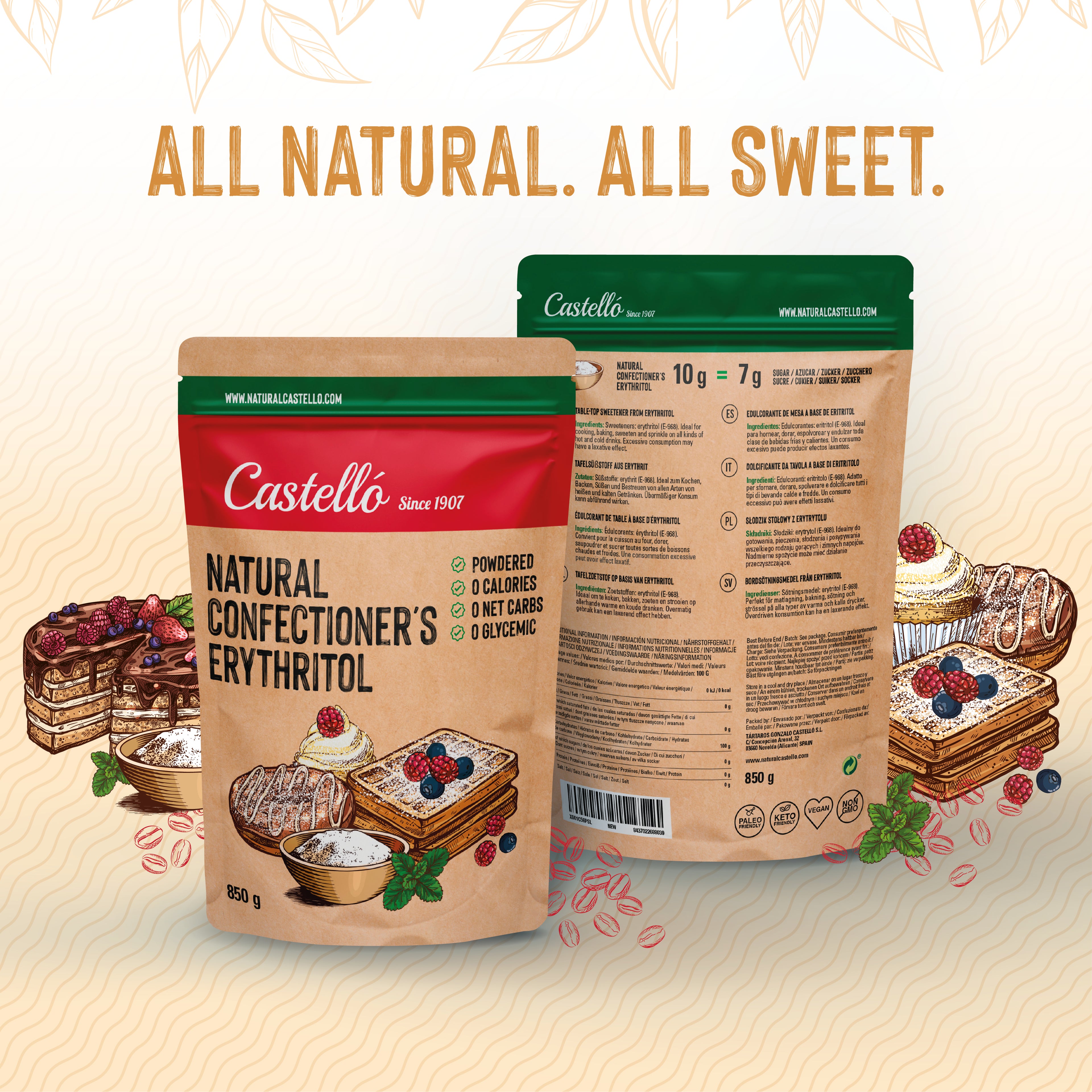 Érythritol en Poudre 850g – Texture Extrafine 0% Calories