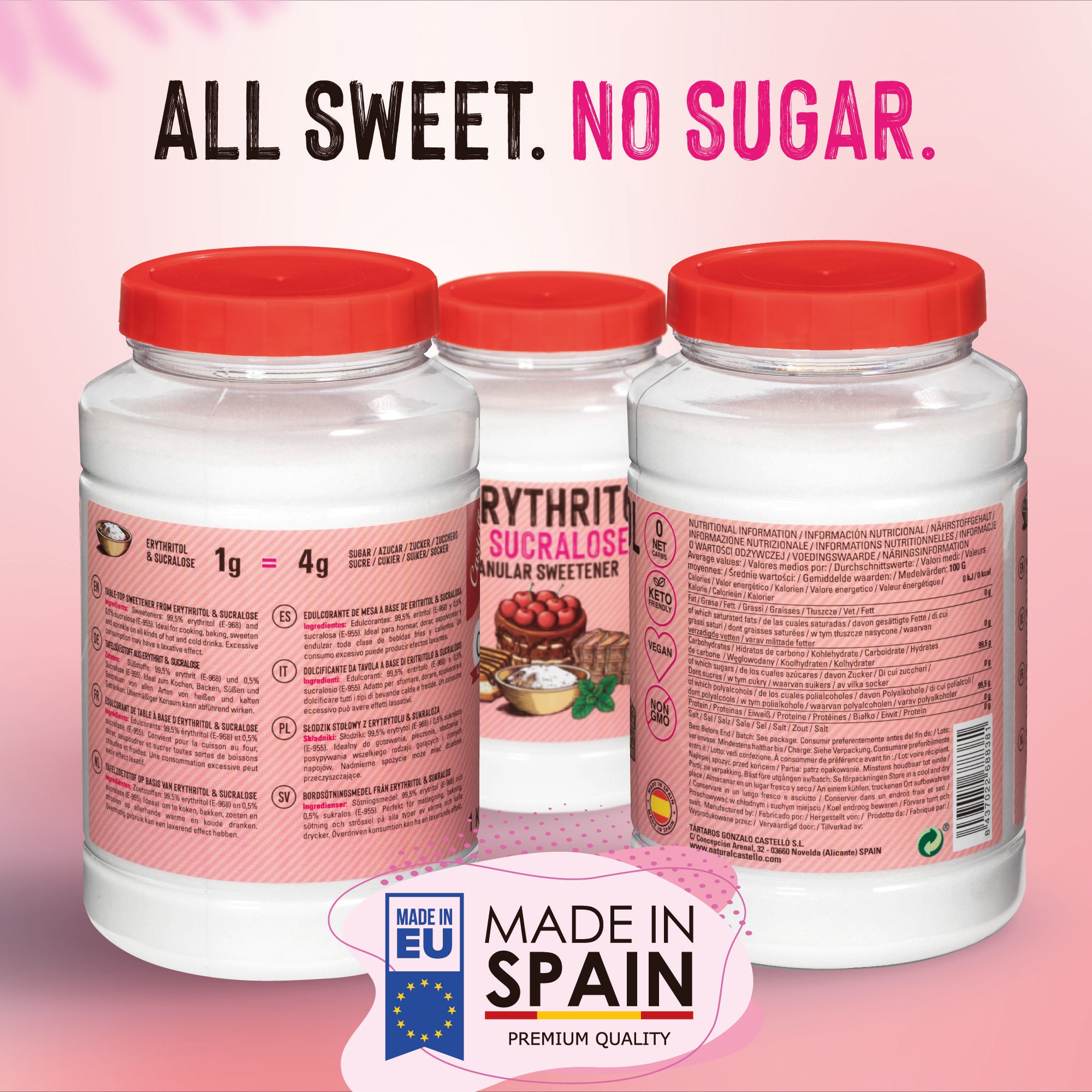 Eritritol + Sucralosa 1:4 (1 kg) - Dulzor Intenso 0% Calorías