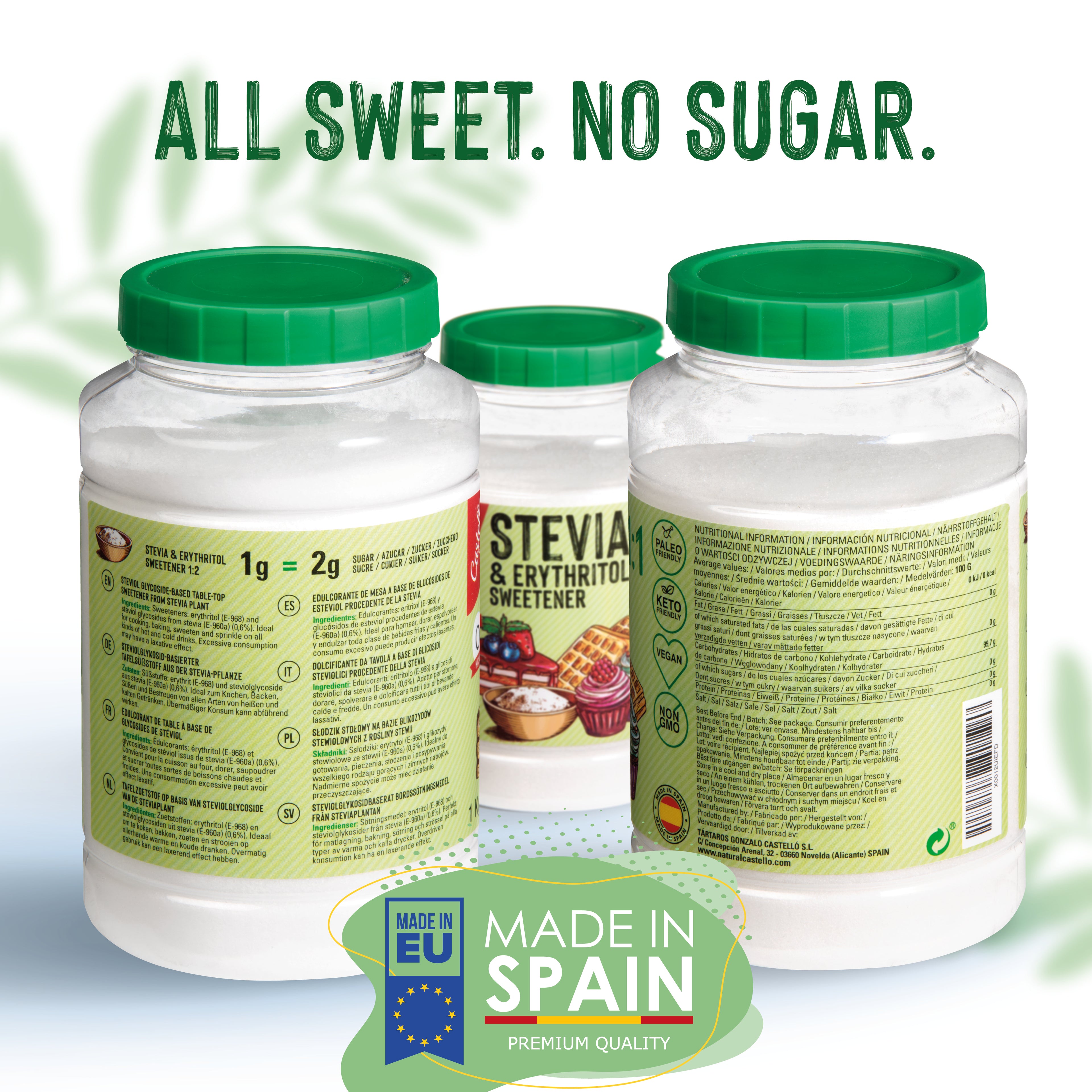 Stevia + Eritritol 1:2 (1 kg) – El Sustituto Natural más Versátil