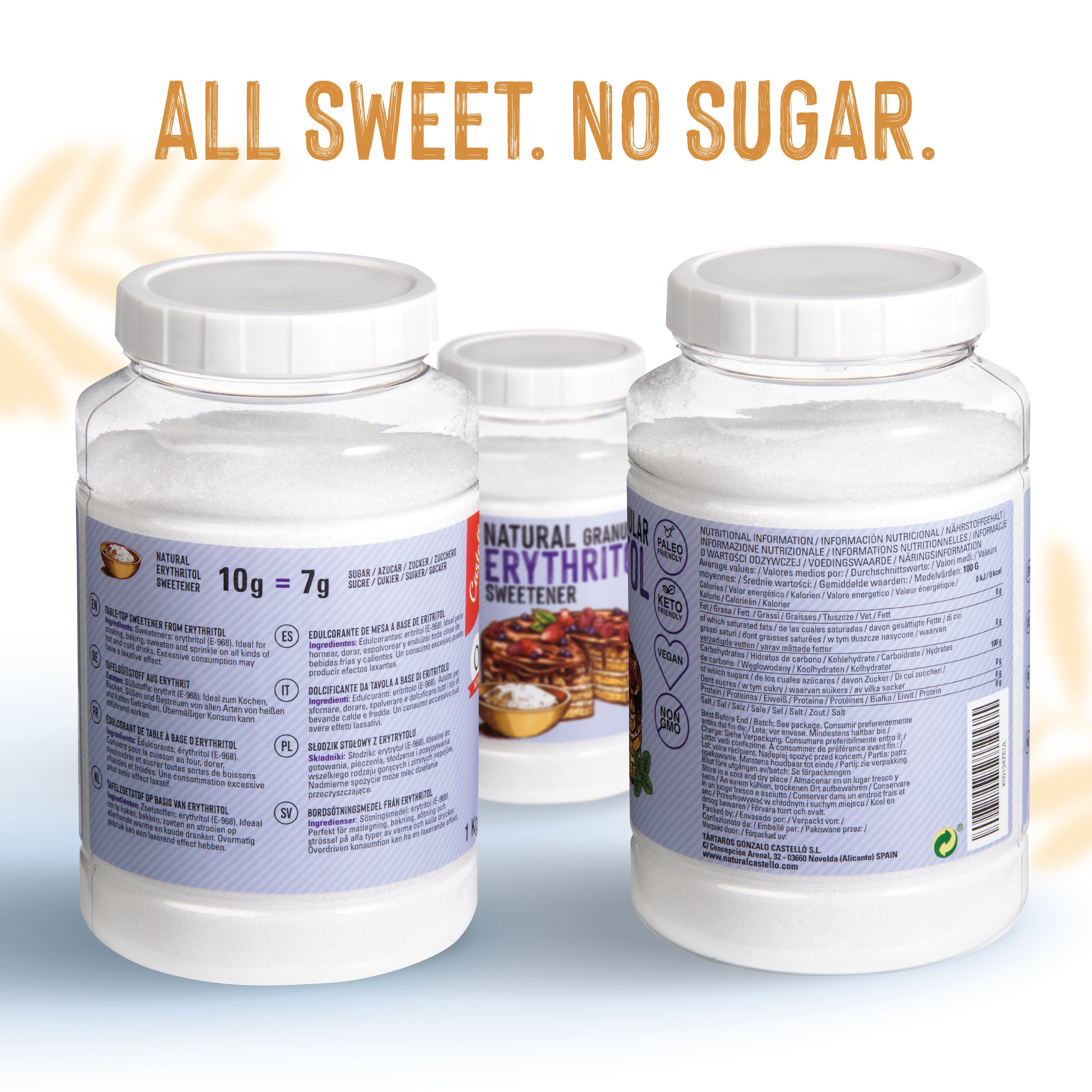 Eritritol Granulado 1kg - Dulzor Natural 0% Calorías