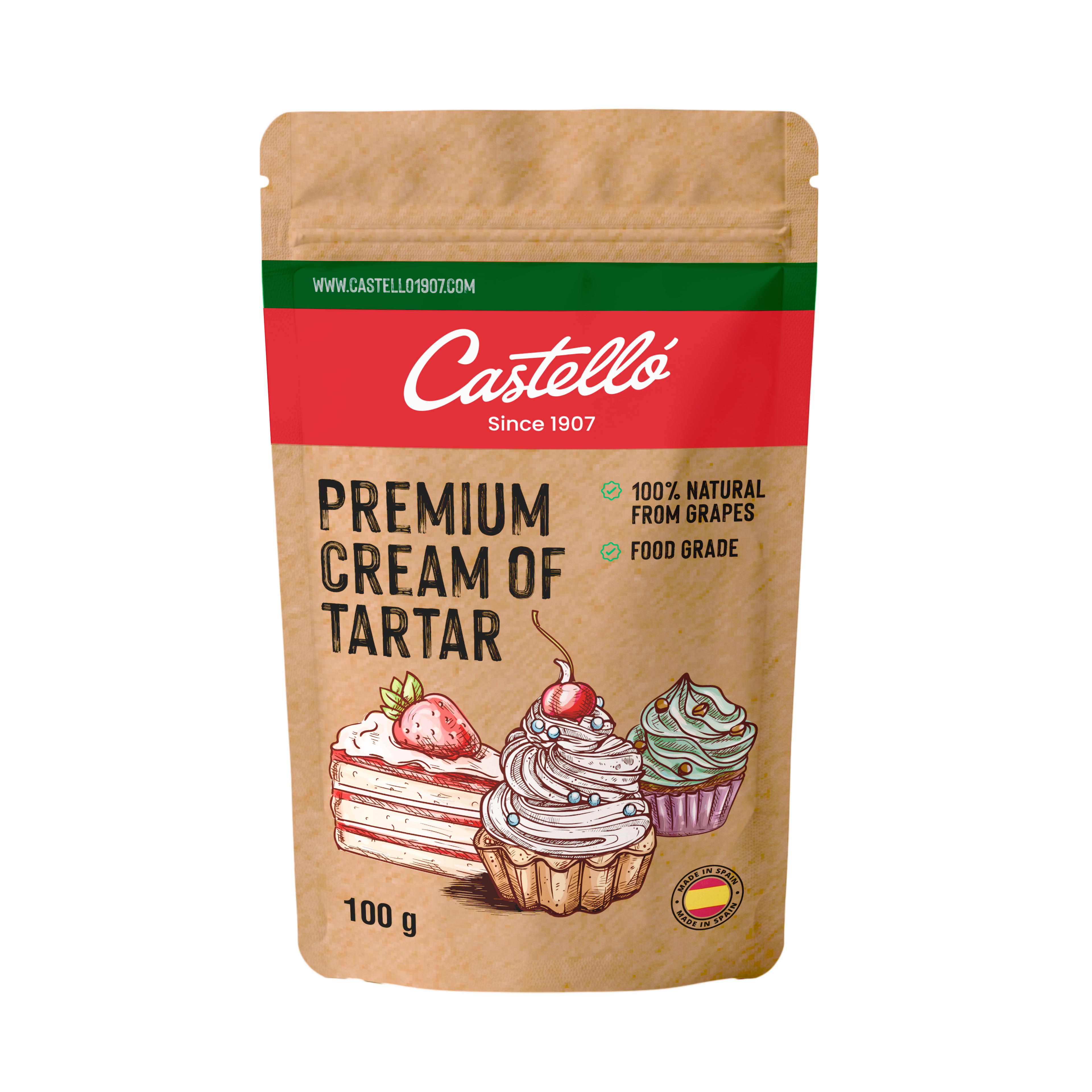 Cremor Tártaro 100 g (Formato Doypack) - Sustituto Natural de la Levadura Química