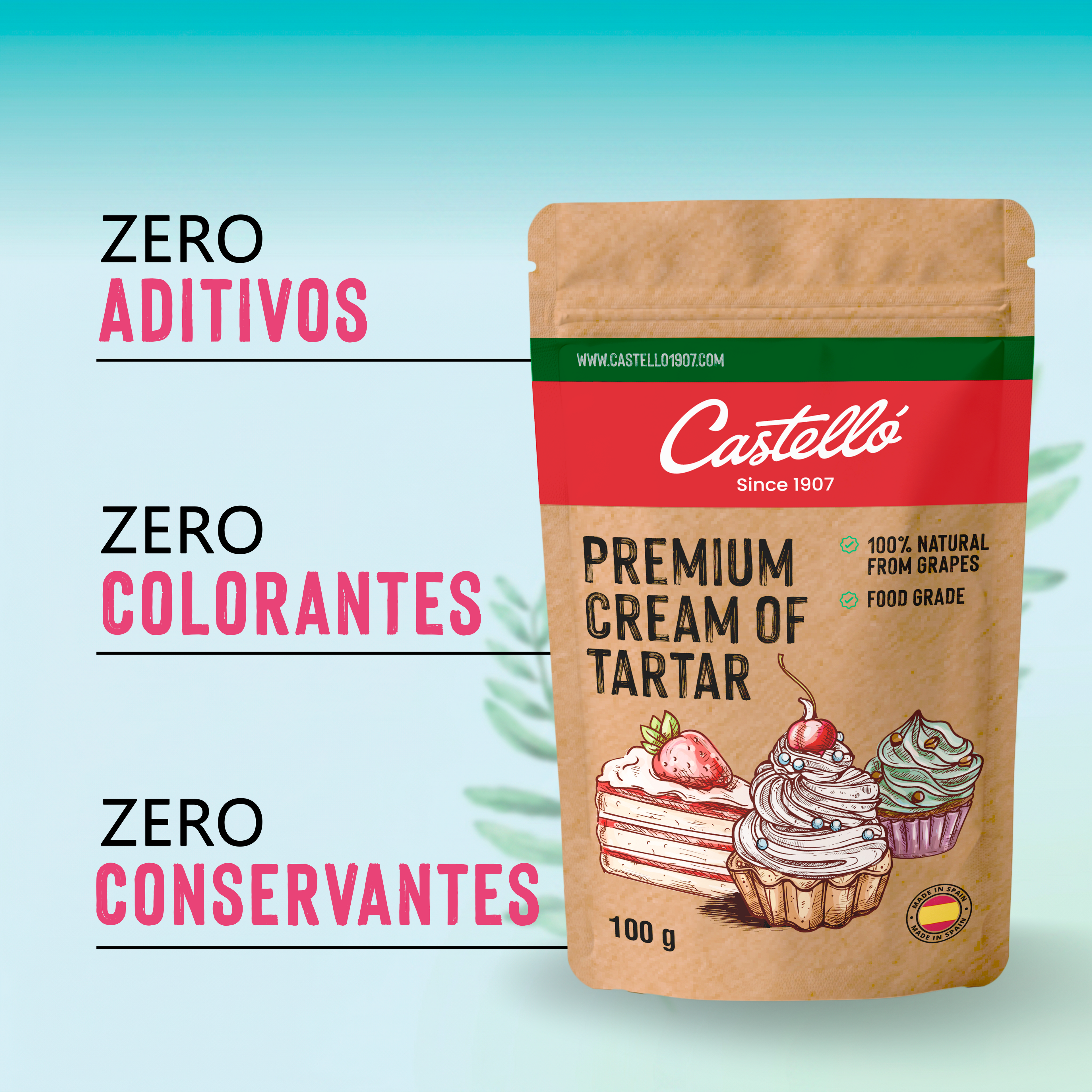 Cremor Tártaro 100 g (Formato Doypack) - Sustituto Natural de la Levadura Química
