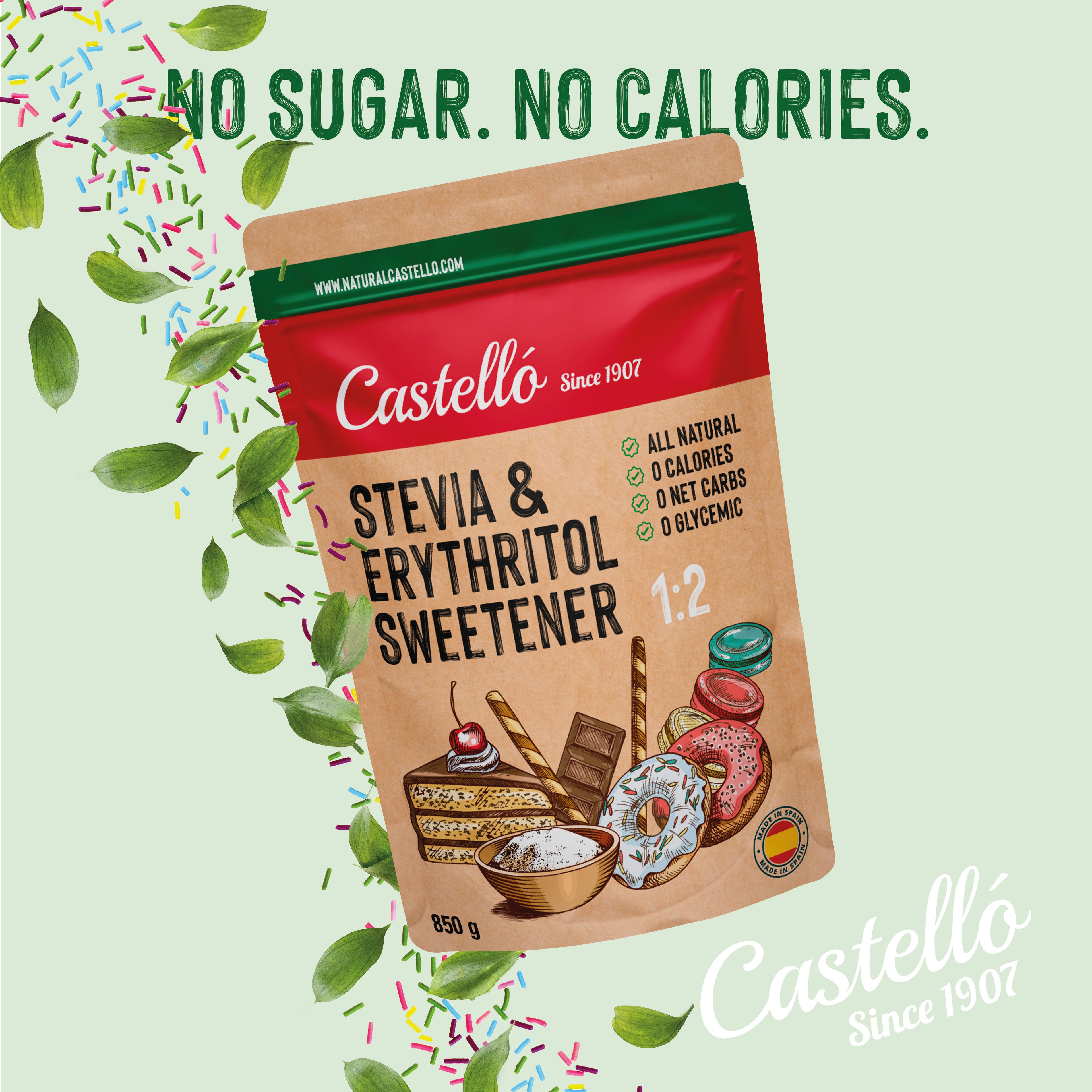 Stevia + Eritritol 1:2 (850 g) - Dulzor Natural Equilibrado
