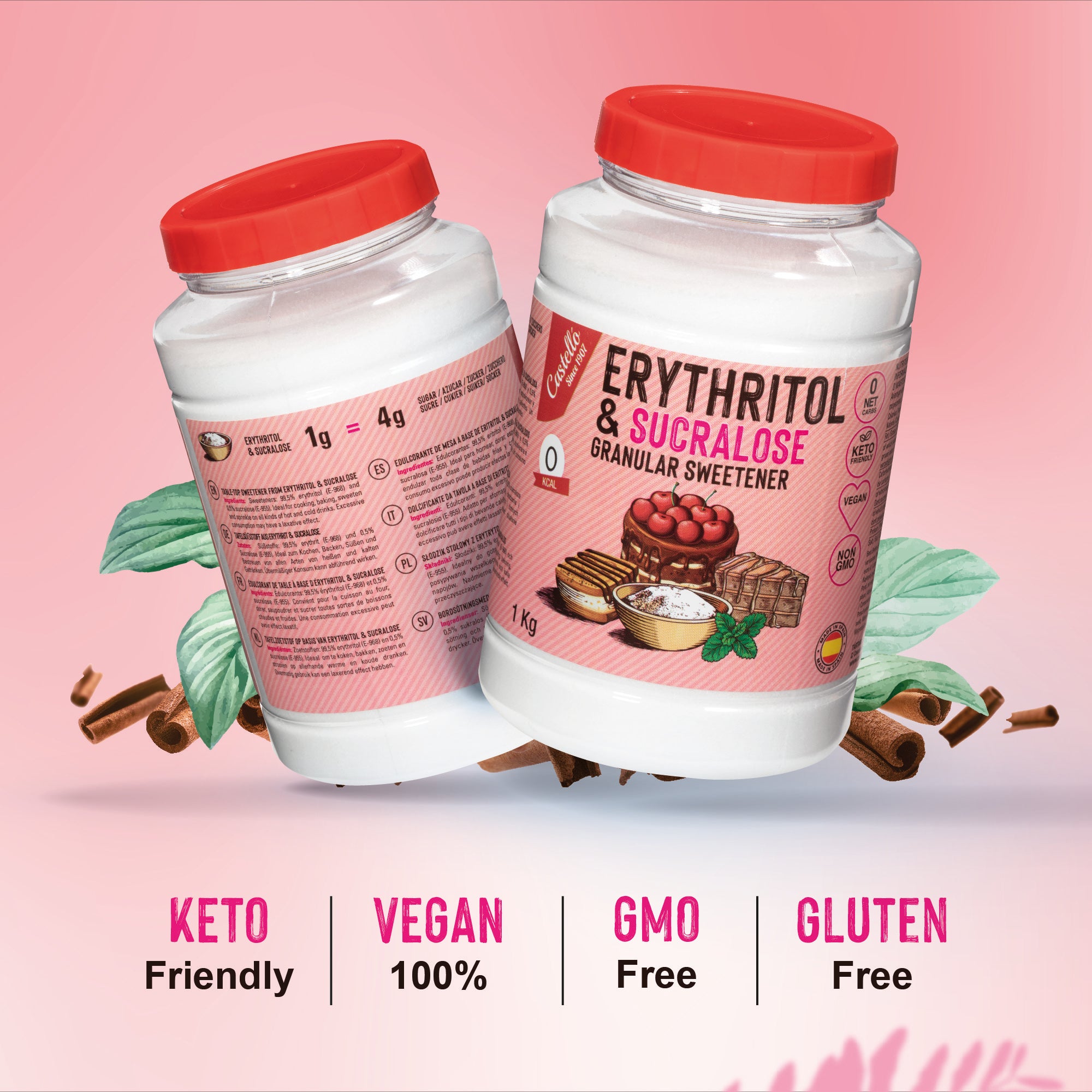 Eritritol + Sucralosa 1:4 (1 kg) - Dulzor Intenso 0% Calorías