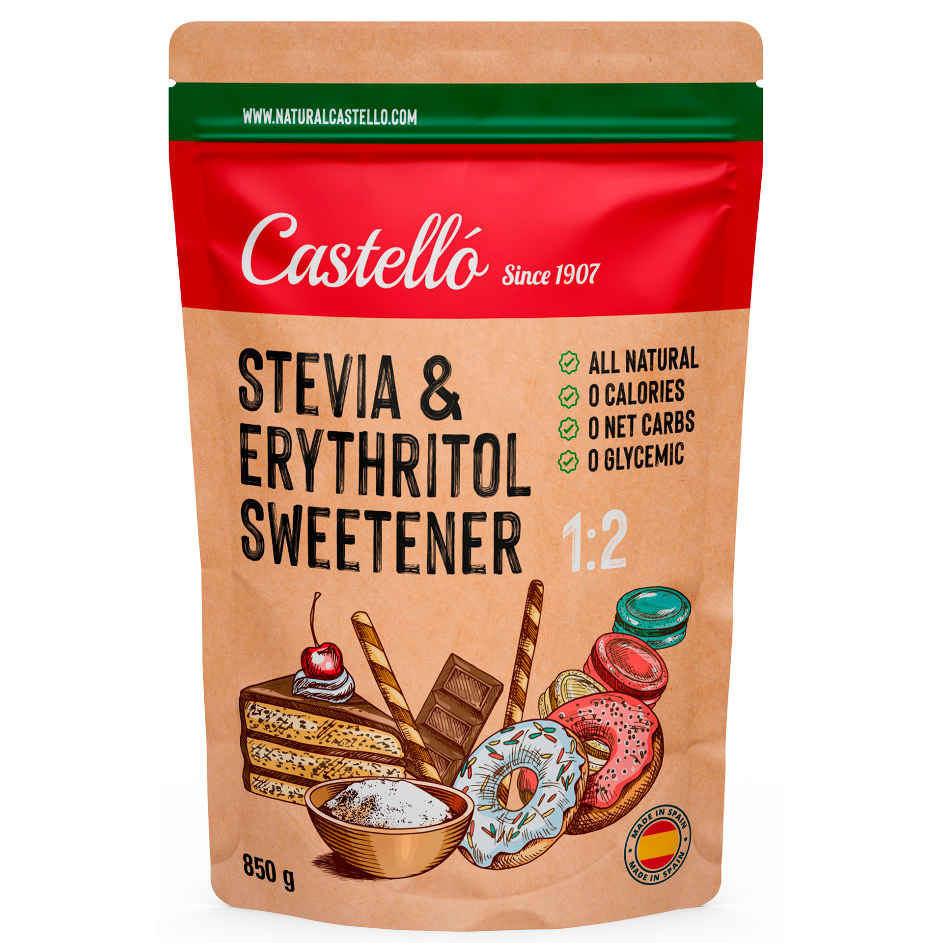 Stevia + Eritritol 1:2 (850 g) - Dulzor Natural Equilibrado