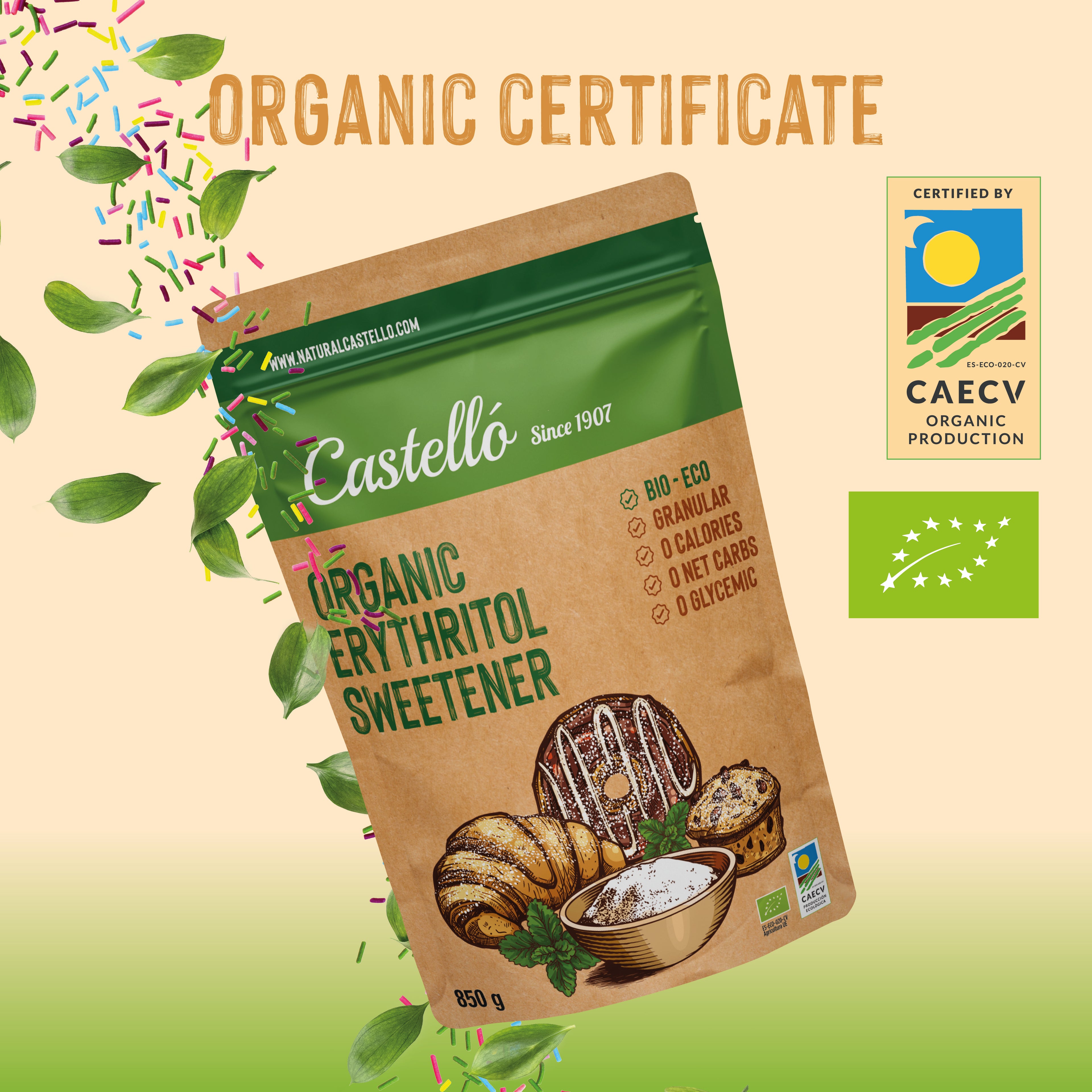 Eritritol Orgánico 850g - Dulzor Bio y 0% Calorías