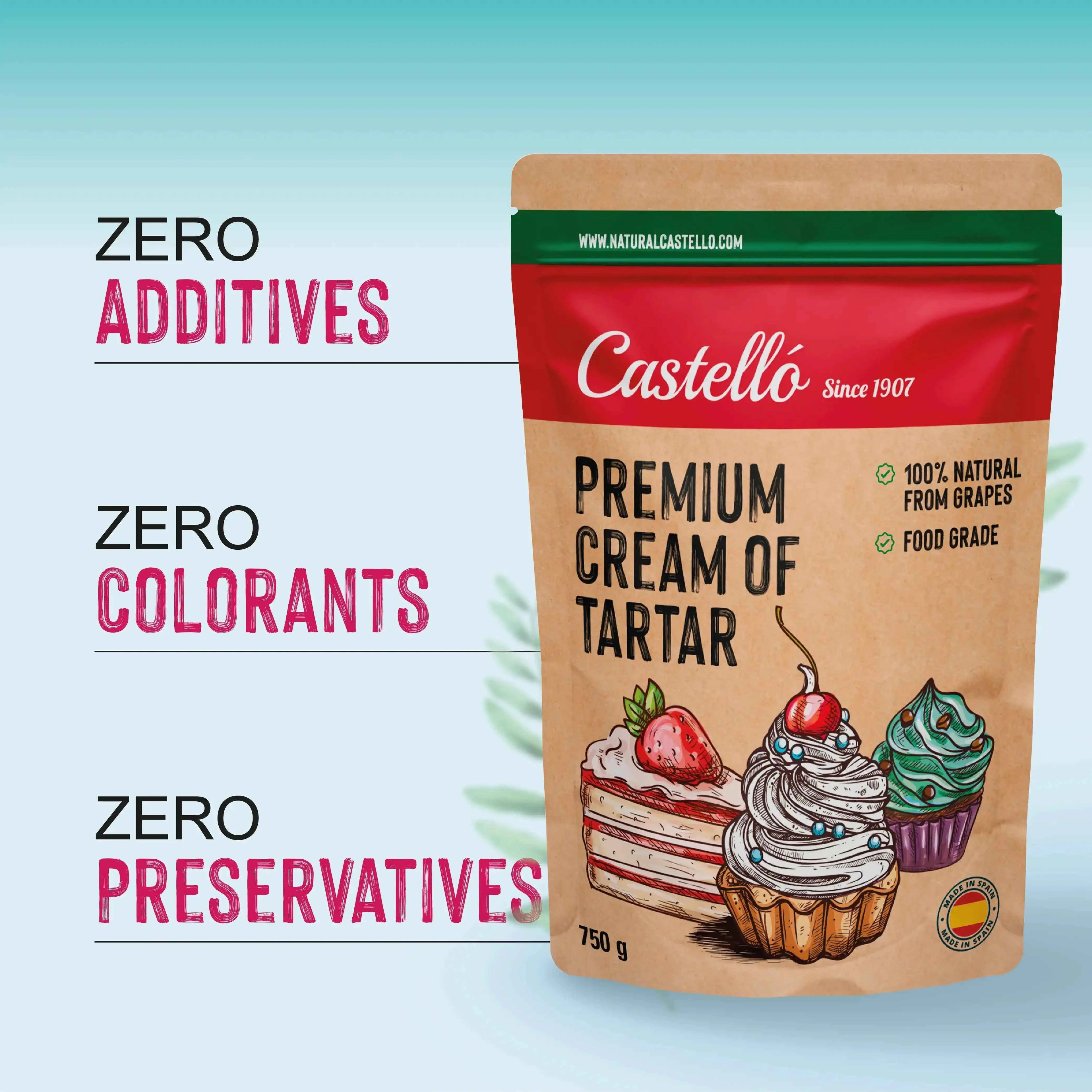 Crémor Tártaro 750 g - Sustituto Natural de la Levadura Química - Castelló since 1907