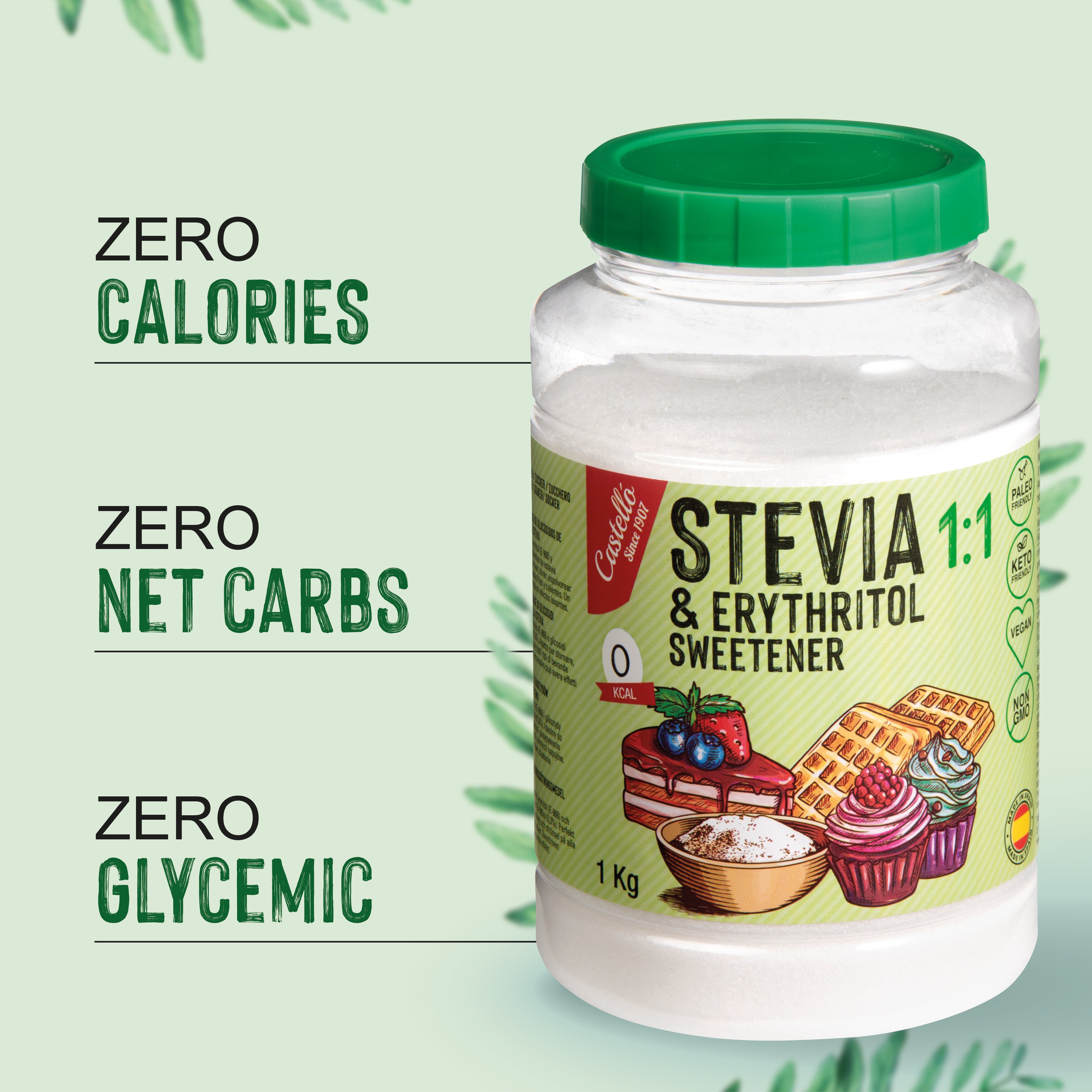 Stevia + Eritritol 1:1 (1kg) - Sustitución Directa y Natural