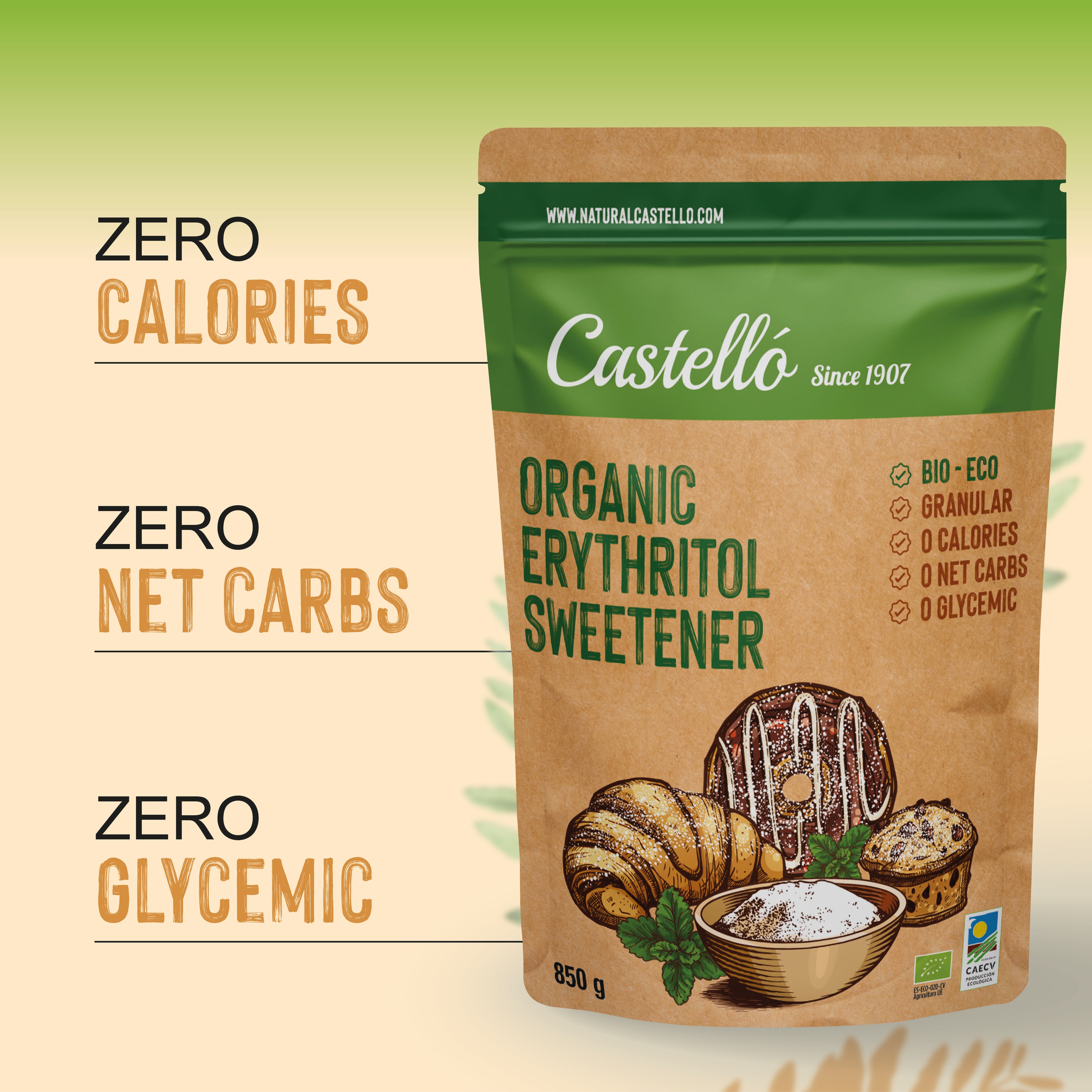 Eritritol Orgánico 850g - Dulzor Bio y 0% Calorías